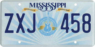 MS license plate ZXJ458