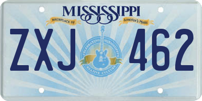 MS license plate ZXJ462