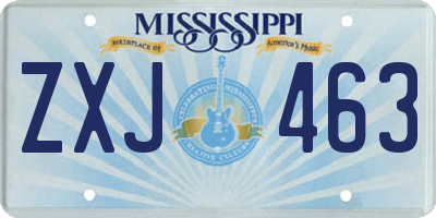 MS license plate ZXJ463