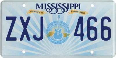 MS license plate ZXJ466