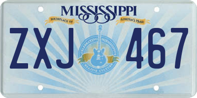MS license plate ZXJ467