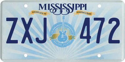 MS license plate ZXJ472
