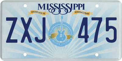 MS license plate ZXJ475