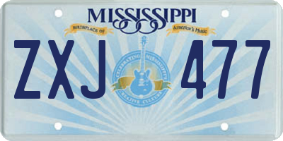 MS license plate ZXJ477