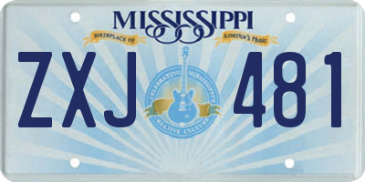 MS license plate ZXJ481