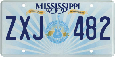MS license plate ZXJ482