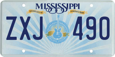 MS license plate ZXJ490