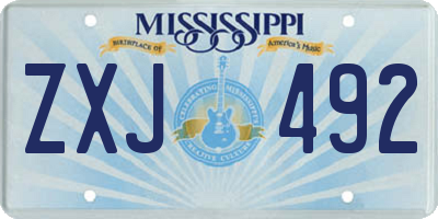 MS license plate ZXJ492