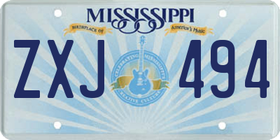 MS license plate ZXJ494