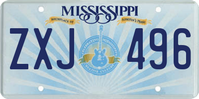 MS license plate ZXJ496