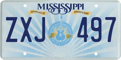 MS license plate ZXJ497