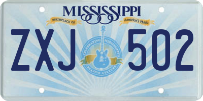 MS license plate ZXJ502