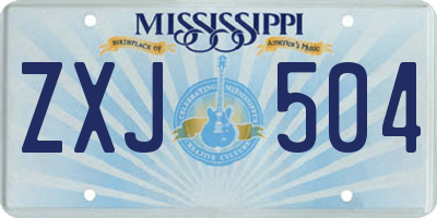 MS license plate ZXJ504