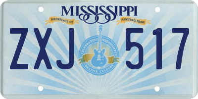 MS license plate ZXJ517