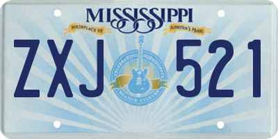 MS license plate ZXJ521