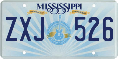 MS license plate ZXJ526