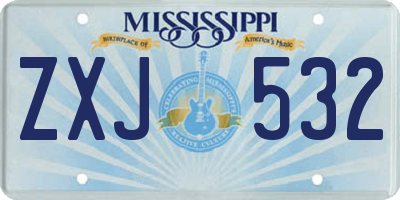 MS license plate ZXJ532