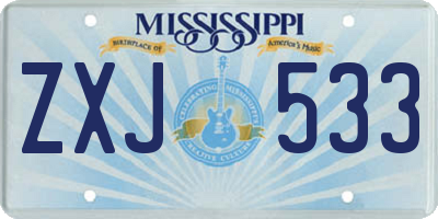 MS license plate ZXJ533