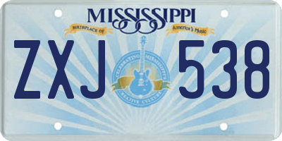 MS license plate ZXJ538