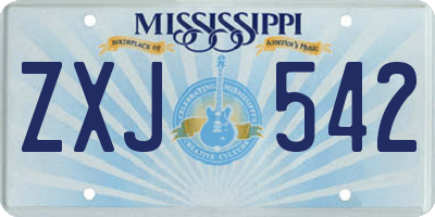MS license plate ZXJ542
