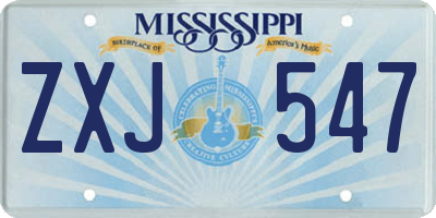 MS license plate ZXJ547