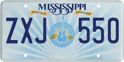 MS license plate ZXJ550