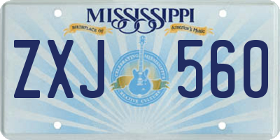 MS license plate ZXJ560