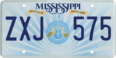 MS license plate ZXJ575