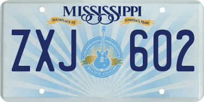 MS license plate ZXJ602