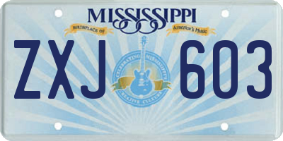 MS license plate ZXJ603