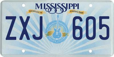MS license plate ZXJ605