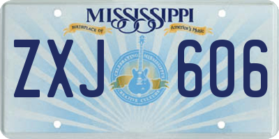 MS license plate ZXJ606