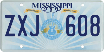 MS license plate ZXJ608