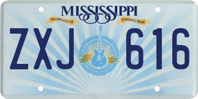 MS license plate ZXJ616