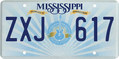 MS license plate ZXJ617