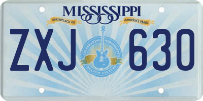 MS license plate ZXJ630