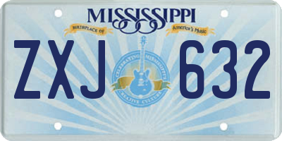 MS license plate ZXJ632
