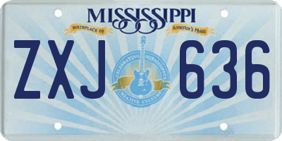 MS license plate ZXJ636