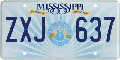 MS license plate ZXJ637