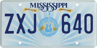 MS license plate ZXJ640