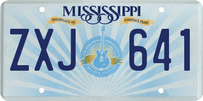 MS license plate ZXJ641