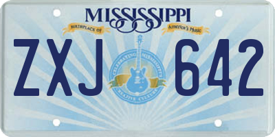 MS license plate ZXJ642