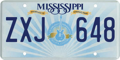 MS license plate ZXJ648