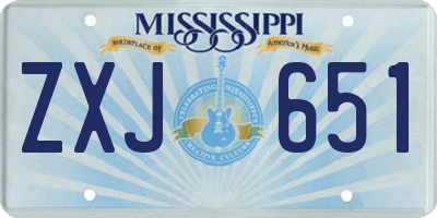 MS license plate ZXJ651