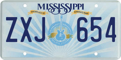 MS license plate ZXJ654