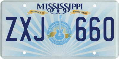 MS license plate ZXJ660