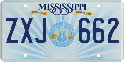 MS license plate ZXJ662