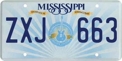 MS license plate ZXJ663
