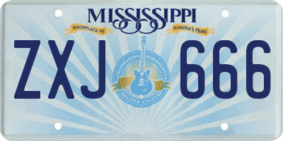 MS license plate ZXJ666