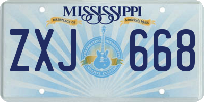MS license plate ZXJ668